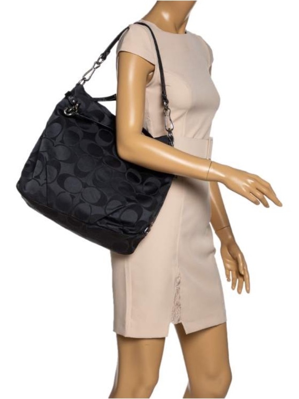 Coach Black Signature Jacquard Brooke Shoulder / handle  Bag
